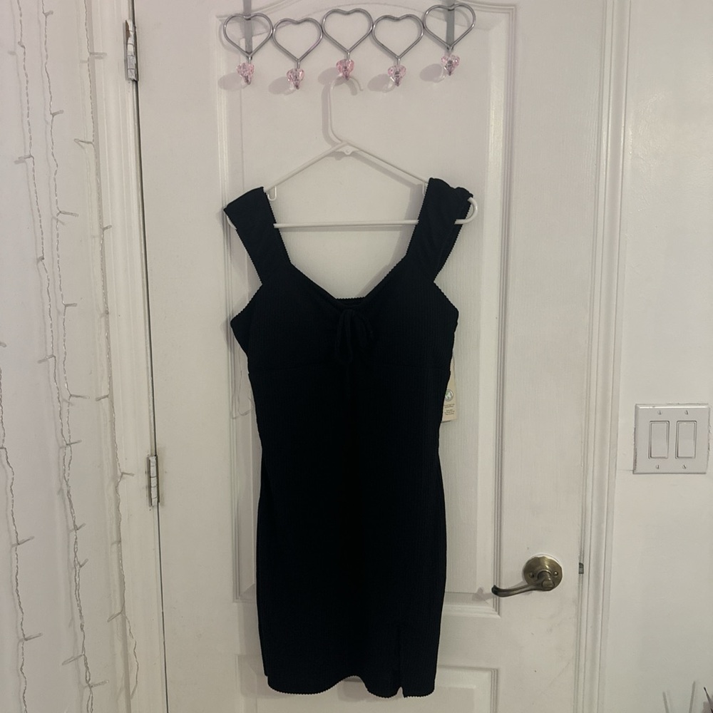 No boundaries wiggle ribbed knit black soot dress